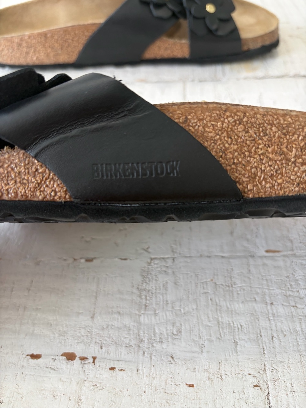 Birkenstock Siena Flowers EU size 40 US size 9 9.5 Black Leather Slide Sandals - Picture 8 of 11